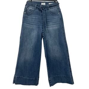 Angels Everluxe Curvy High Rise Wide Leg Crop Jeans Size 4/27 Belted Stretch